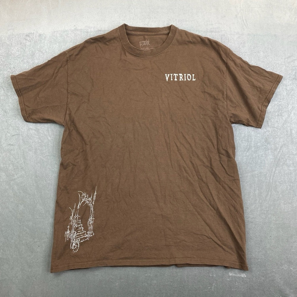 Vitriol T‎ Shirt Brown Graphic Logo Short Sleeve Y2K Mens Extra Large